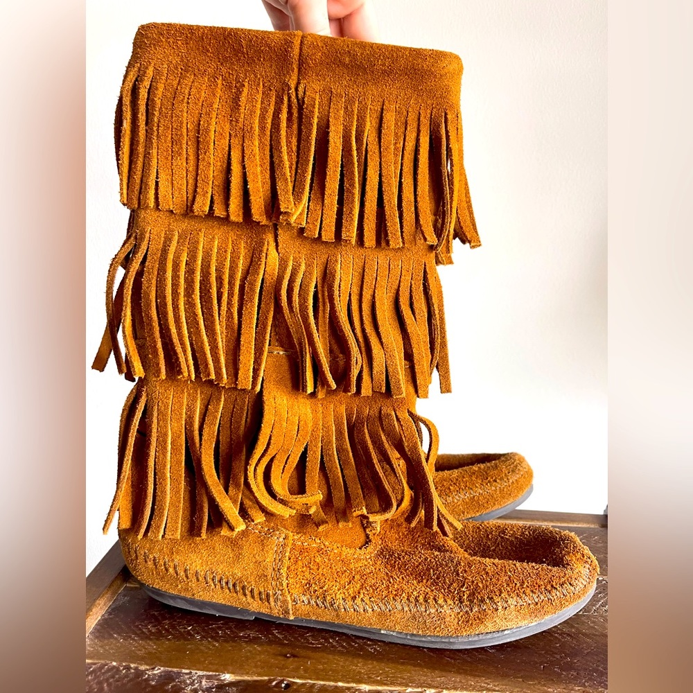 Minnetonka frill high suede boots